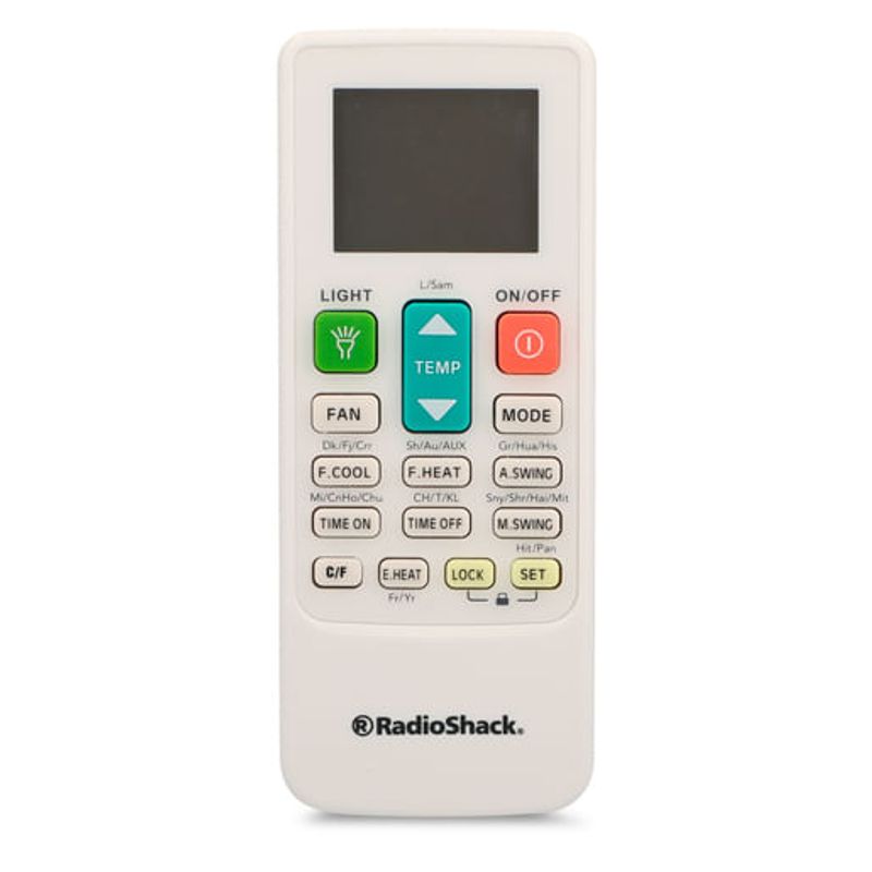 Control universal aire acondicionado RadioShack blanco vista frontal