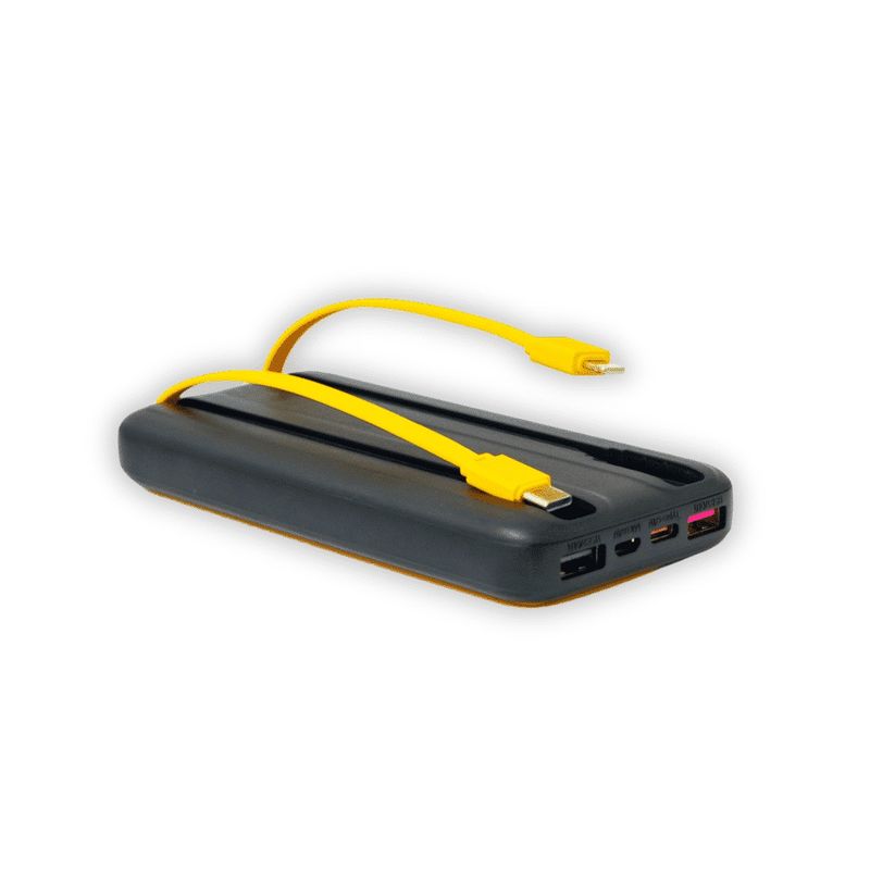 Power Bank Cybershop POW-6 10,000 mAh 22.5W amarillo negro superior oblicuo
