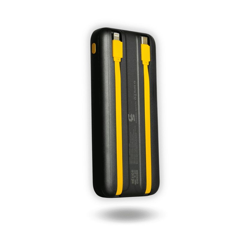 Power Bank Cybershop POW-6 10,000 mAh 22.5W amarillo negro dorsal oblicuo