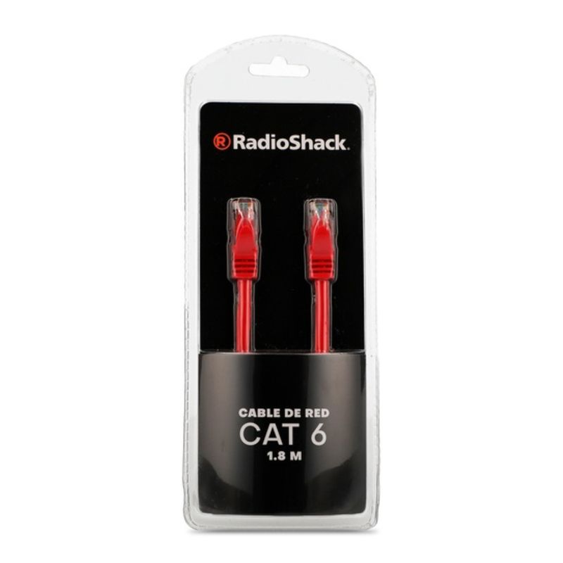 Cable de red CAT6 RadioShack 1.82m 1Gbps vista frontal empaque