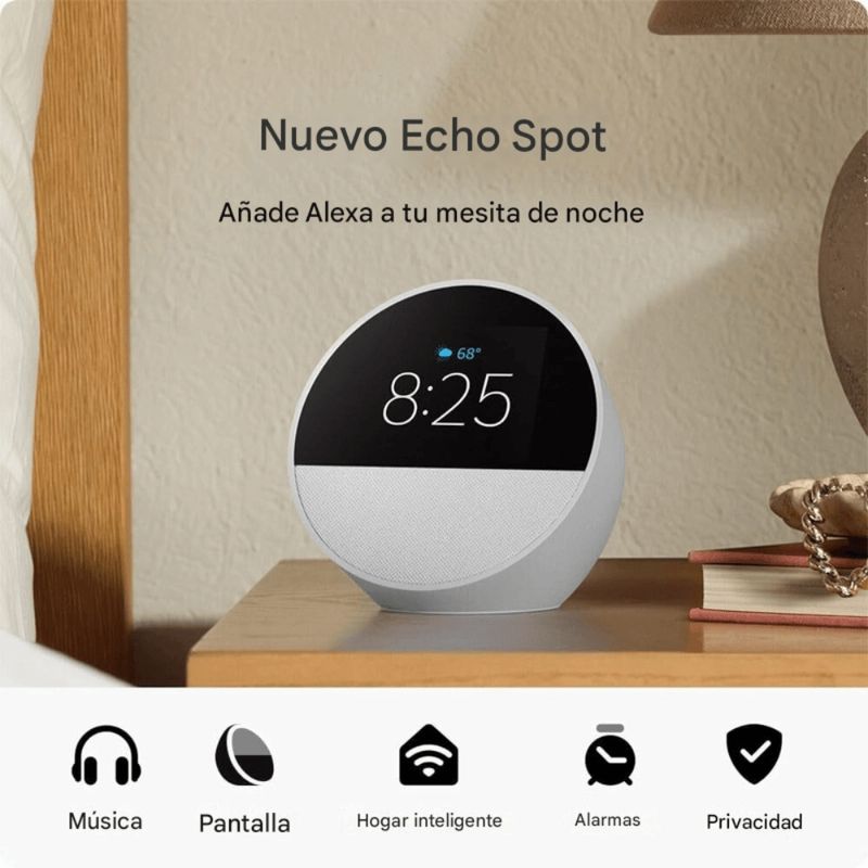 Amazon Echo Spot Alexa pantalla WiFi Bluetooth smart blanco frontal