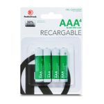 Baterías AAA recargables RadioShack 850 mAh, pack 4 pzas frontal