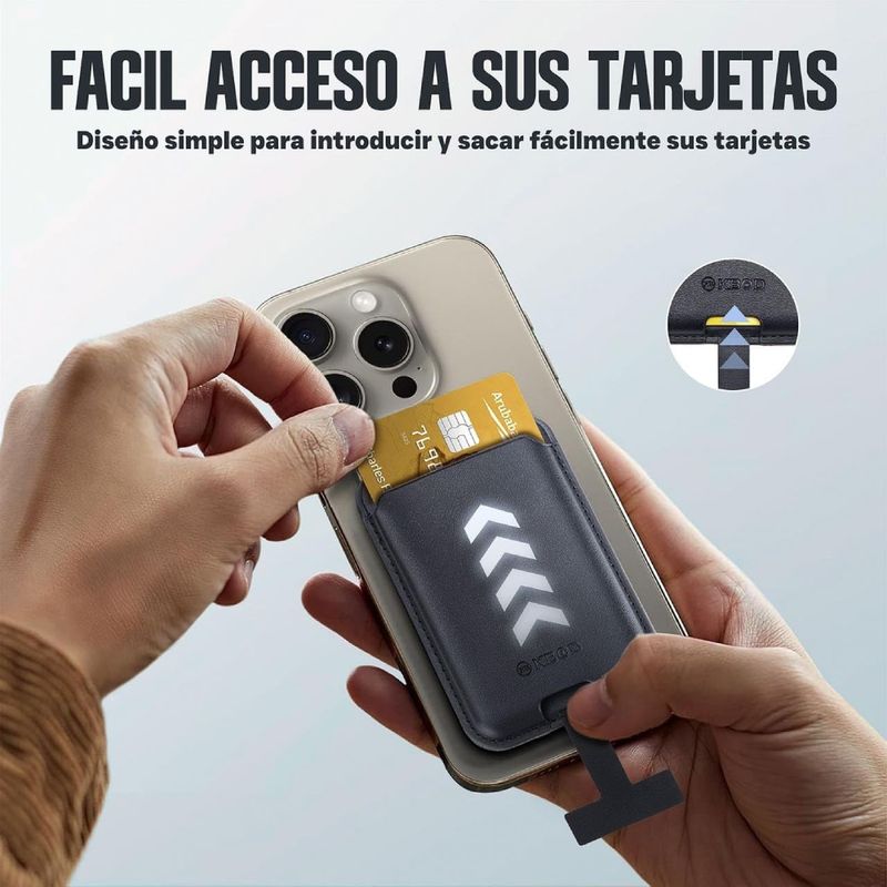 Tarjetero magnético Wallet KBOD hasta 3 tarjetas compatible MagSafe negro especificación