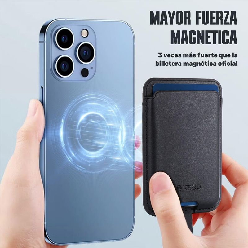 Tarjetero magnético Wallet KBOD hasta 3 tarjetas compatible MagSafe negro especificación