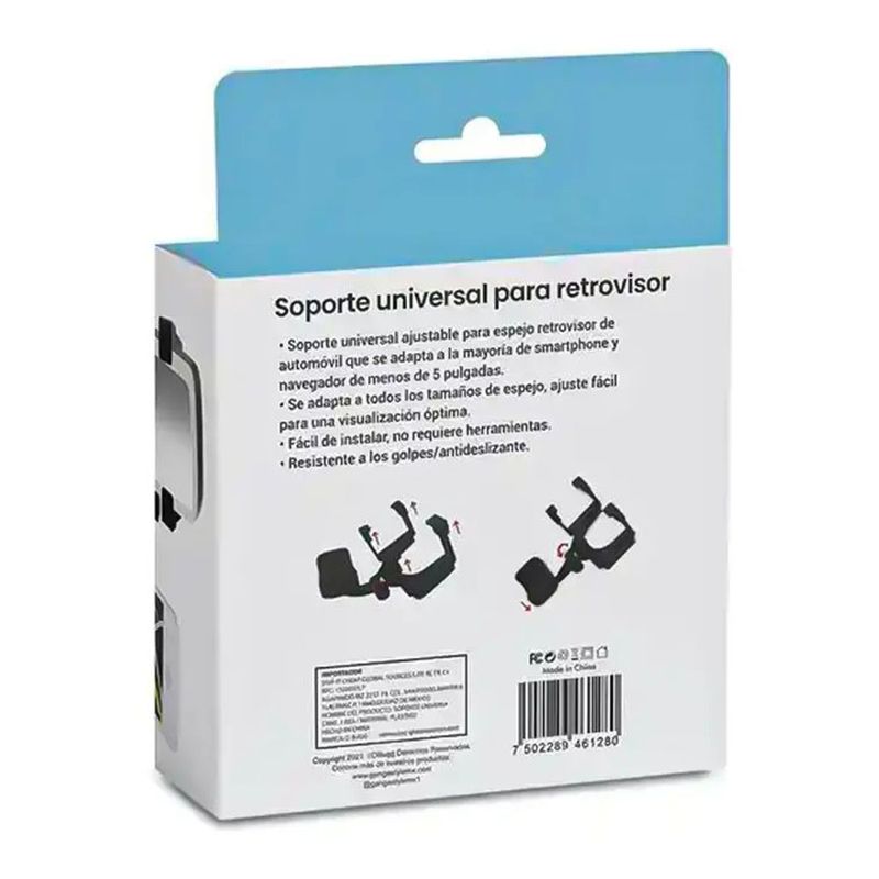 Soporte de celular D-Bugg para retrovisor vista dorsal empaque