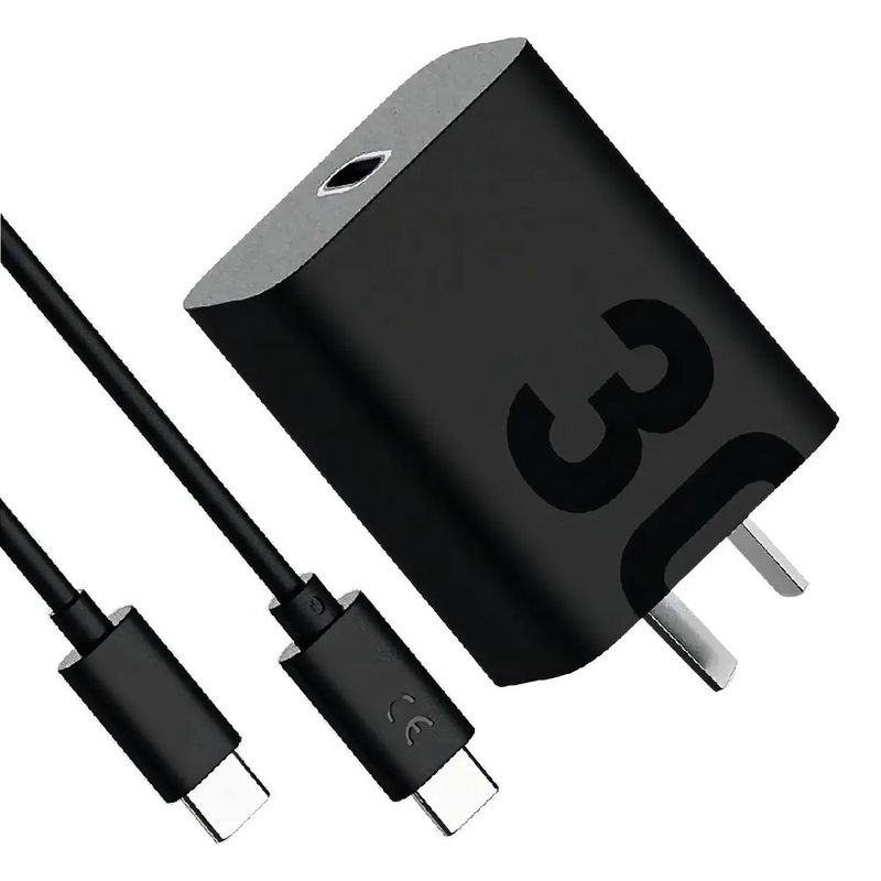 Cargador Motorola 30W Turbo USB-C negro para celular 1 m diagonal
