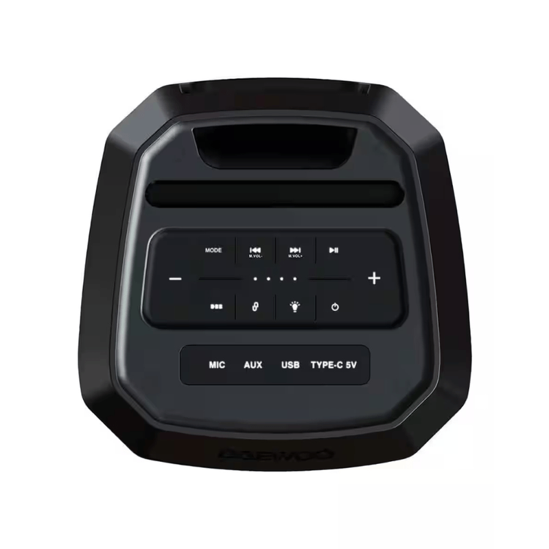 Bocina karaoke Daewoo DW2008 Bluetooth 80W color negro detalle de controles