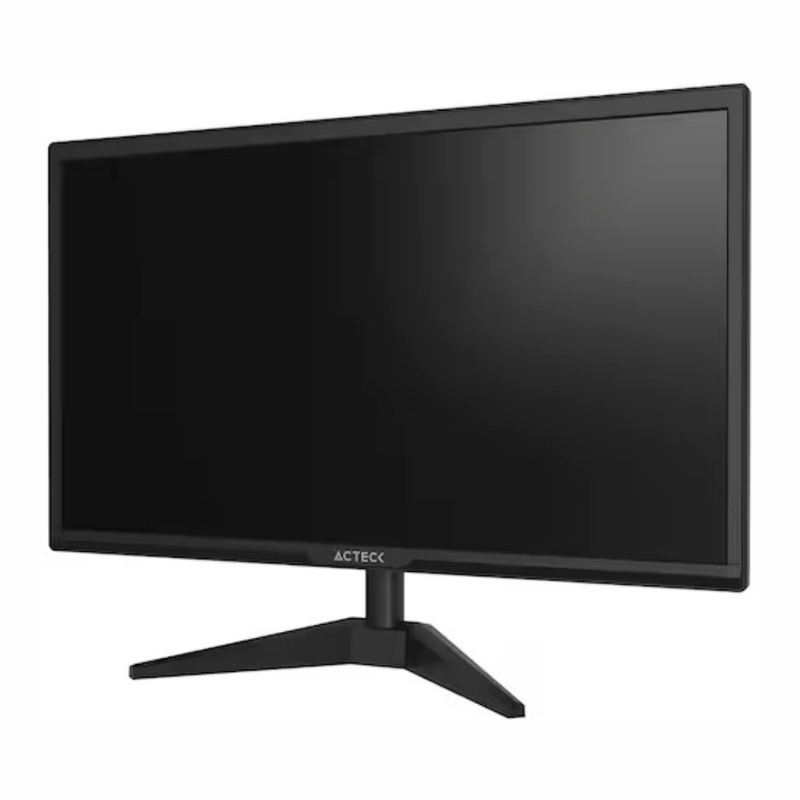 Monitor Acteck 19.5" plano LED HD+ 60Hz 5ms HDMI VGA negro oblicuo