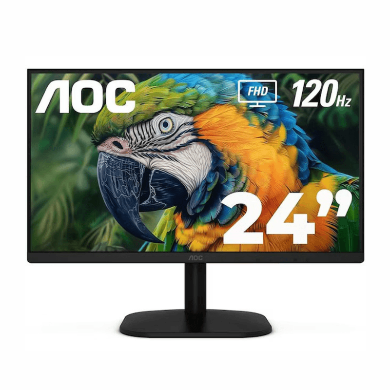 Monitor AOC 24" plano LED FHD 120Hz 1ms HDMI VGA VESA negro frontal