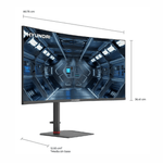 Monitor Hyundai 34" curvo LED WQHD 180Hz 1ms HDMI DP negro dimensiones