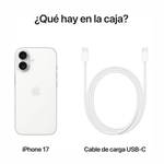 iPhone 17 256GB 12GB RAM 48MP 6.3" 5G USB Tipo-C blanco contenido de caja