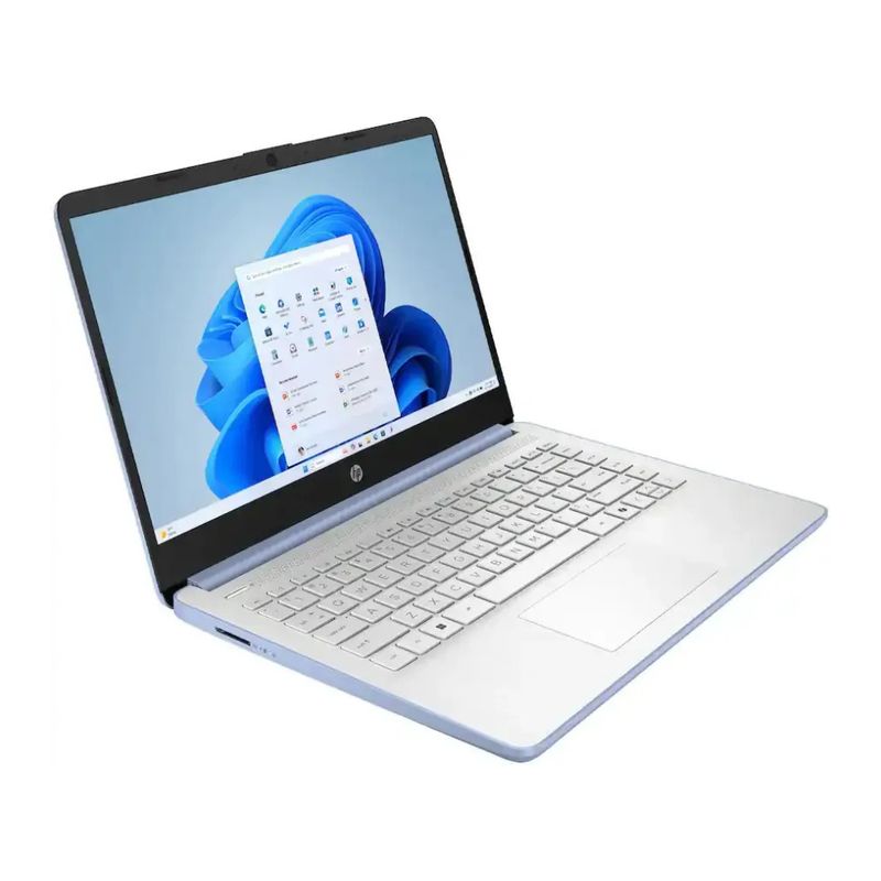 Laptop HP 14-dq6012dx 14 Intel N150 4GB RAM Azul frontal oblicuo