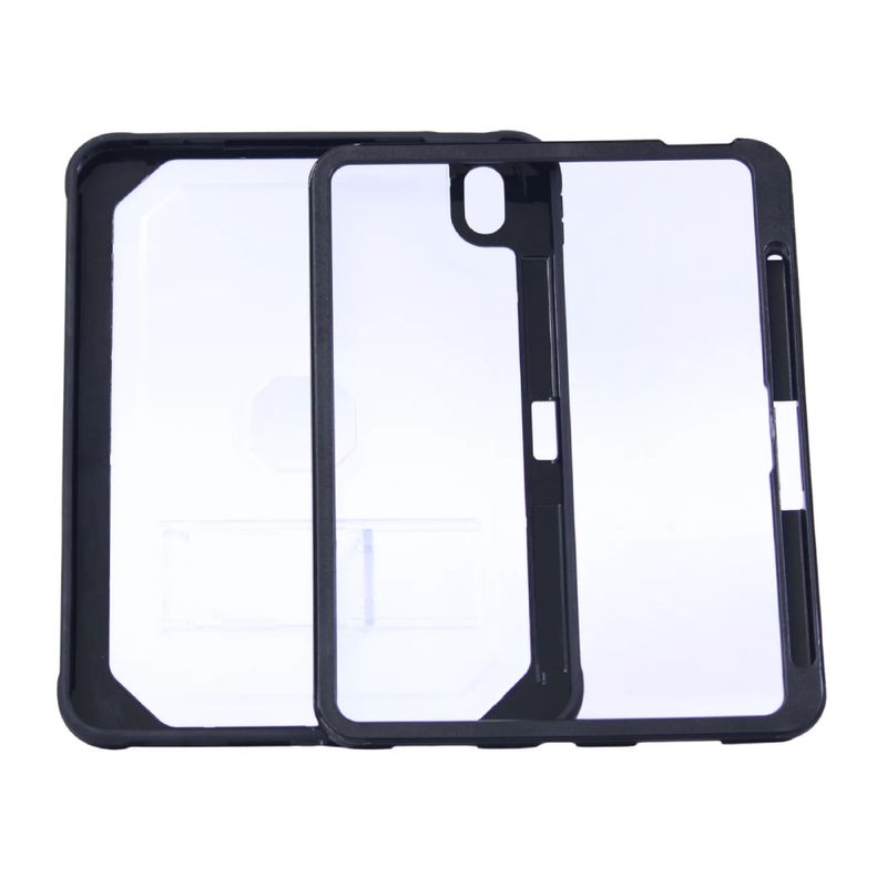 Funda Cybershop iPad A16 11" Uso Rudo Negra frontal y dorsal