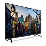 Smart TV JVC 55” 4K Roku Frameless caja abierta oblicuo